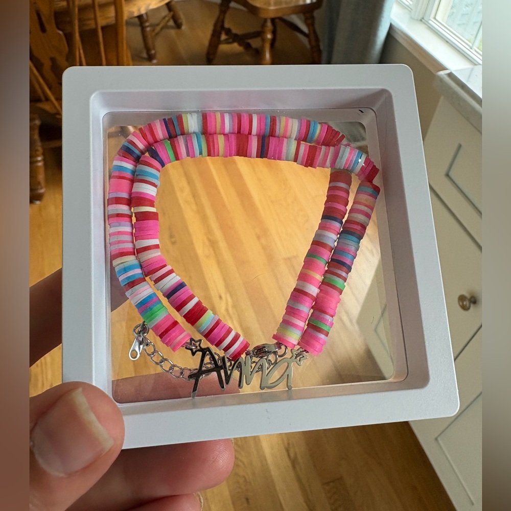 Colorful Beaded Necklace with Silver “Anna” pendent